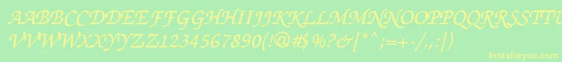 フォントThahuongh1.1 – 黄色の文字が緑の背景にあります