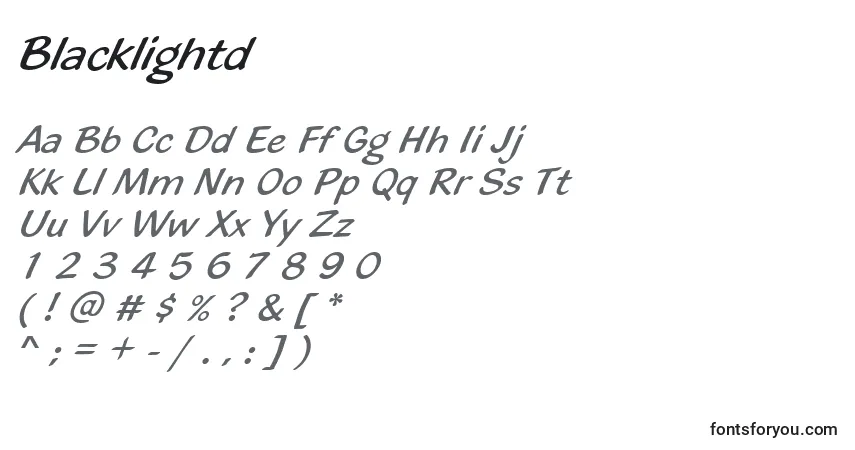 Czcionka Blacklightd – alfabet, cyfry, specjalne znaki