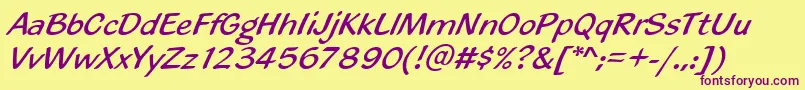 Blacklightd-fontti – violetit fontit keltaisella taustalla