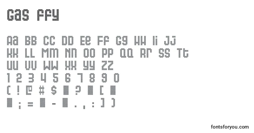 Czcionka Gas ffy – alfabet, cyfry, specjalne znaki