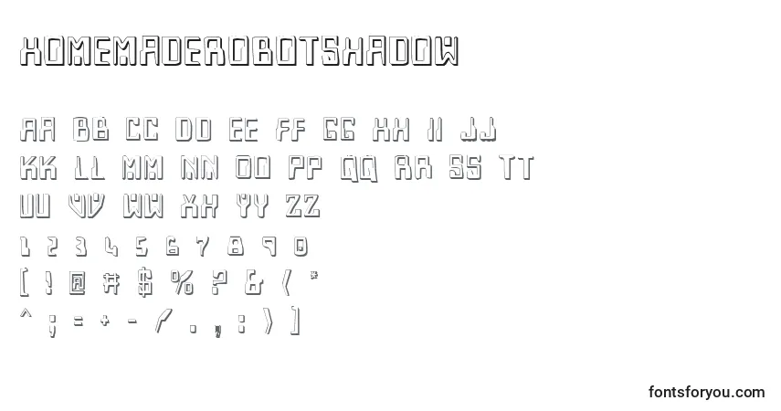 A fonte HomemadeRobotShadow – alfabeto, números, caracteres especiais