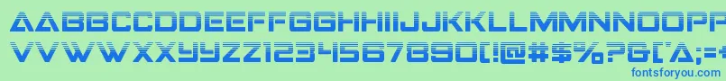 Strikefighterhalf-Schriftart – Blaue Schriften auf grünem Hintergrund