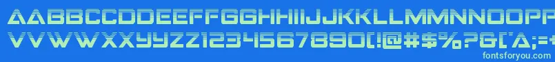 Strikefighterhalf-Schriftart – Grüne Schriften auf blauem Hintergrund