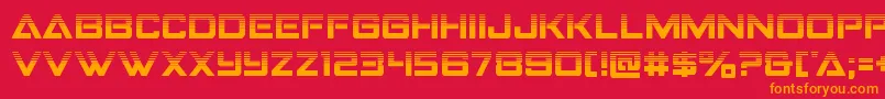 Fonte Strikefighterhalf – fontes laranjas em um fundo vermelho