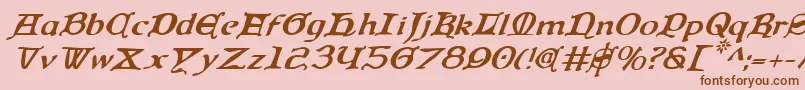 フォントQueenCountryItalic – ピンクの背景に茶色のフォント