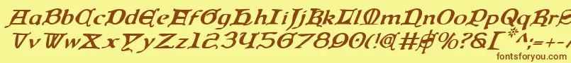 QueenCountryItalic Font – Brown Fonts on Yellow Background