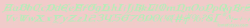 QueenCountryItalic Font – Green Fonts on Pink Background