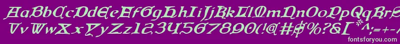 QueenCountryItalic Font – Green Fonts on Purple Background