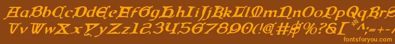 QueenCountryItalic Font – Orange Fonts on Brown Background