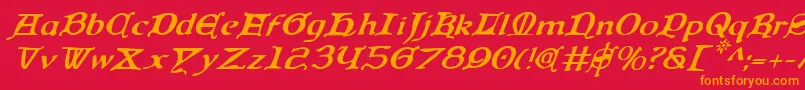 fuente QueenCountryItalic – Fuentes Naranjas Sobre Fondo Rojo