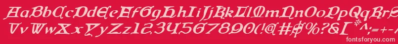 QueenCountryItalic Font – Pink Fonts on Red Background