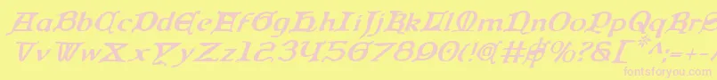 QueenCountryItalic Font – Pink Fonts on Yellow Background