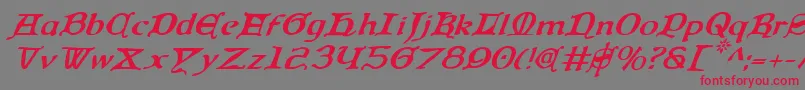 QueenCountryItalic-Schriftart – Rote Schriften auf grauem Hintergrund