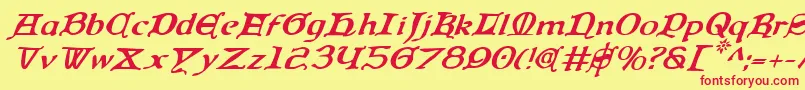 フォントQueenCountryItalic – 赤い文字の黄色い背景