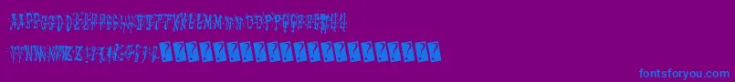 フォントStickymad – 紫色の背景に青い文字