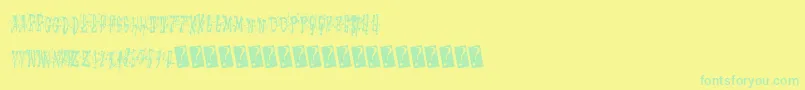 Fonte Stickymad – fontes verdes em um fundo amarelo