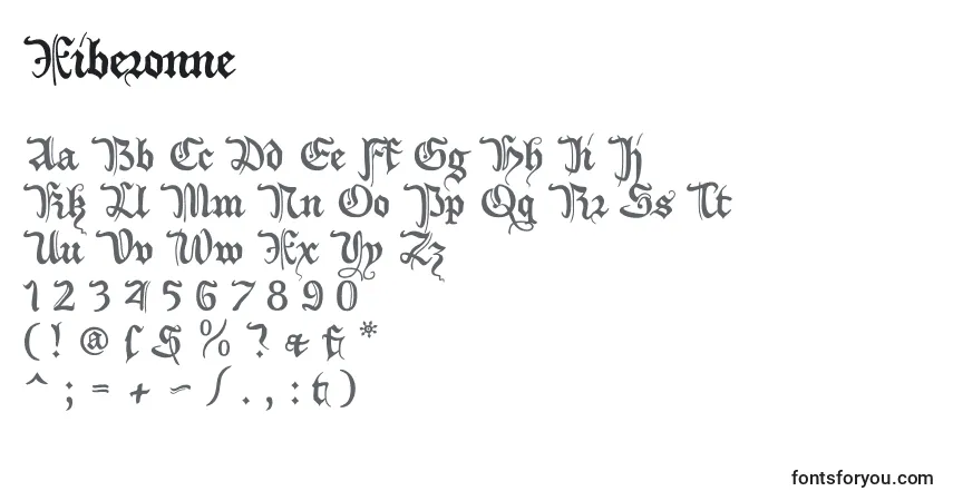 Fuente Xiberonne - alfabeto, números, caracteres especiales