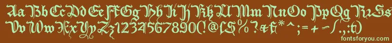 フォントXiberonne – 緑色の文字が茶色の背景にあります。