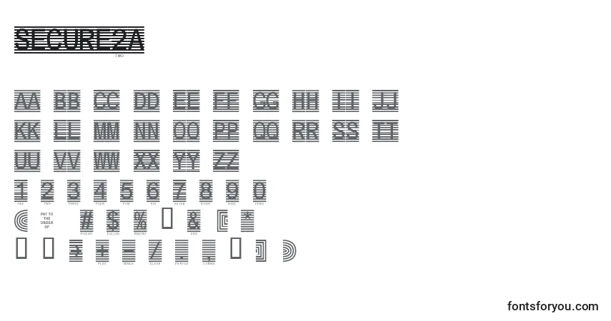Czcionka Secure2a – alfabet, cyfry, specjalne znaki