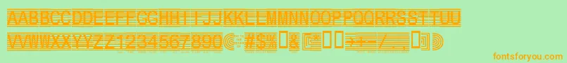 フォントSecure2a – オレンジの文字が緑の背景にあります。