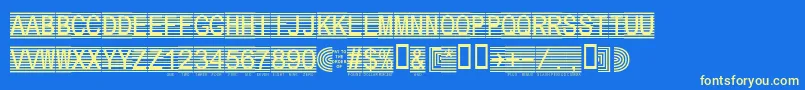 Secure2a-Schriftart – Gelbe Schriften auf blauem Hintergrund