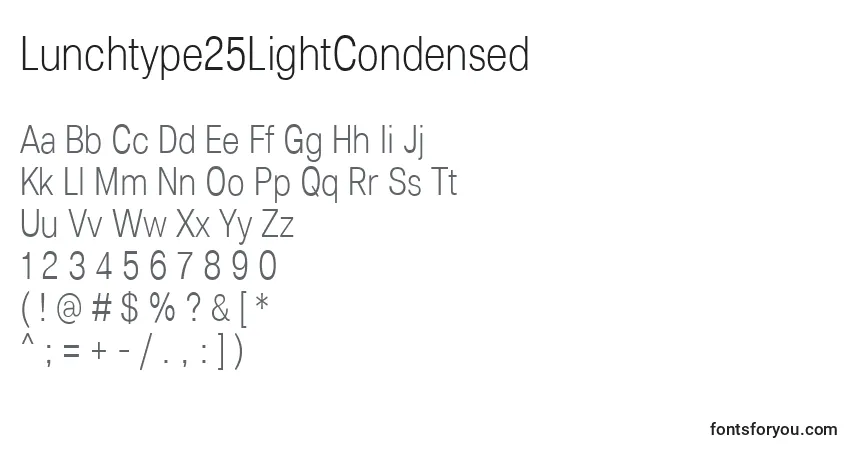 Czcionka Lunchtype25LightCondensed – alfabet, cyfry, specjalne znaki