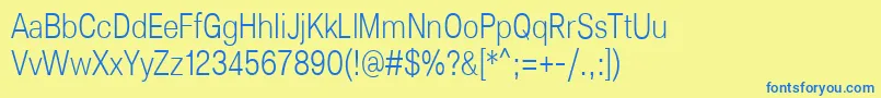 Lunchtype25LightCondensed Font – Blue Fonts on Yellow Background