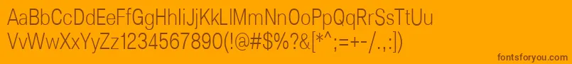 Lunchtype25LightCondensed Font – Brown Fonts on Orange Background