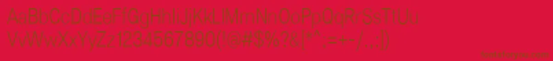 Lunchtype25LightCondensed Font – Brown Fonts on Red Background