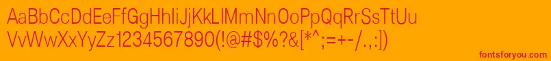Lunchtype25LightCondensed Font – Red Fonts on Orange Background