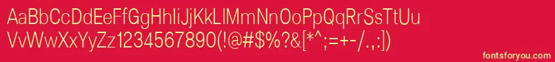フォントLunchtype25LightCondensed – 黄色の文字、赤い背景