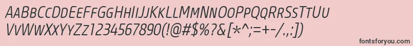 CoreSansMSc37CnLightItalic Font – Black Fonts on Pink Background