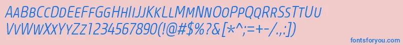 CoreSansMSc37CnLightItalic Font – Blue Fonts on Pink Background