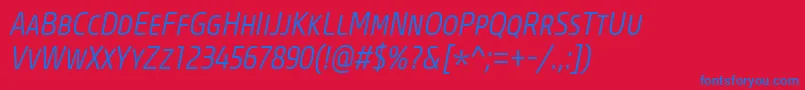 CoreSansMSc37CnLightItalic Font – Blue Fonts on Red Background