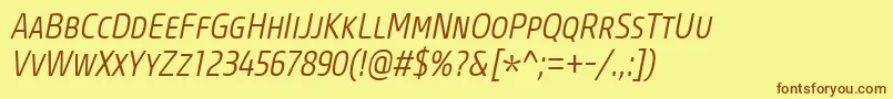 CoreSansMSc37CnLightItalic Font – Brown Fonts on Yellow Background