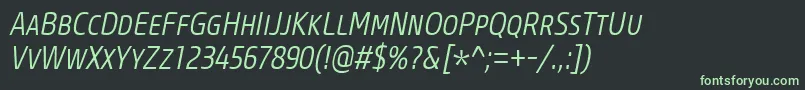 CoreSansMSc37CnLightItalic Font – Green Fonts on Black Background