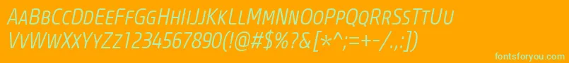CoreSansMSc37CnLightItalic Font – Green Fonts on Orange Background