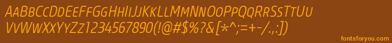 CoreSansMSc37CnLightItalic Font – Orange Fonts on Brown Background