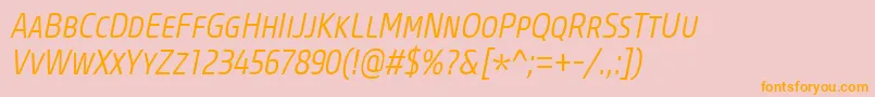 CoreSansMSc37CnLightItalic Font – Orange Fonts on Pink Background