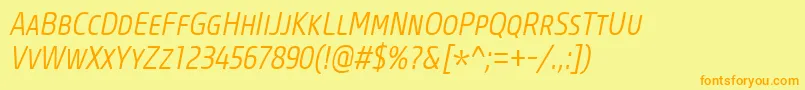 CoreSansMSc37CnLightItalic Font – Orange Fonts on Yellow Background