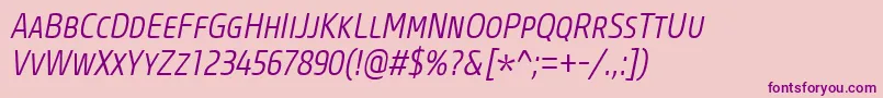 CoreSansMSc37CnLightItalic Font – Purple Fonts on Pink Background