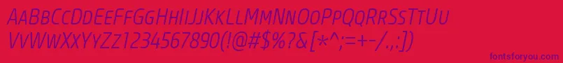 Шрифт CoreSansMSc37CnLightItalic – фиолетовые шрифты на красном фоне