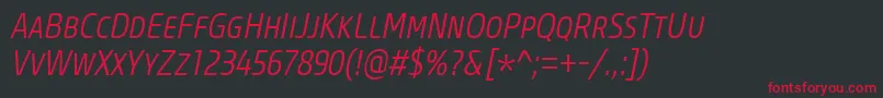 CoreSansMSc37CnLightItalic Font – Red Fonts on Black Background