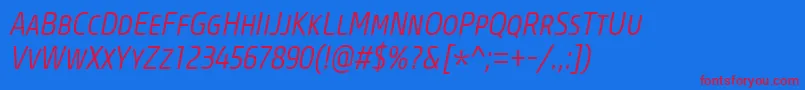 CoreSansMSc37CnLightItalic Font – Red Fonts on Blue Background