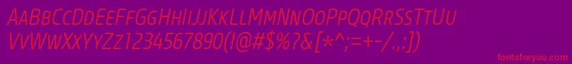 CoreSansMSc37CnLightItalic Font – Red Fonts on Purple Background