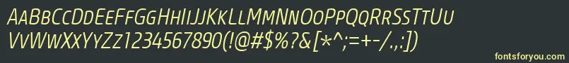 CoreSansMSc37CnLightItalic Font – Yellow Fonts on Black Background