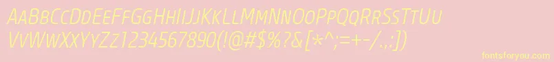 CoreSansMSc37CnLightItalic Font – Yellow Fonts on Pink Background