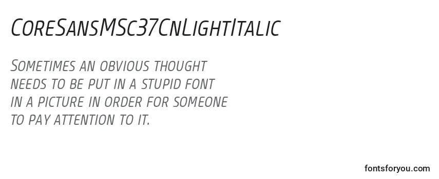 CoreSansMSc37CnLightItalic Font