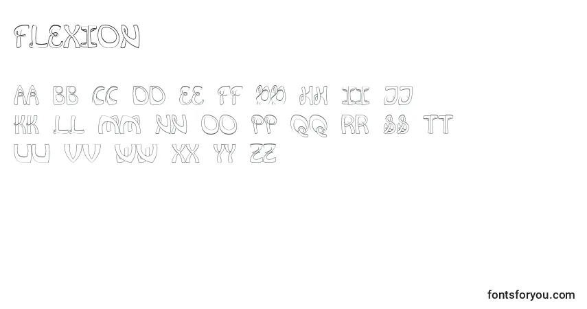 Czcionka Flexion – alfabet, cyfry, specjalne znaki