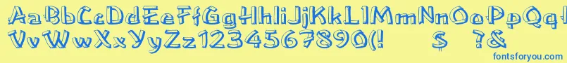 Loweawd-Schriftart – Blaue Schriften auf gelbem Hintergrund